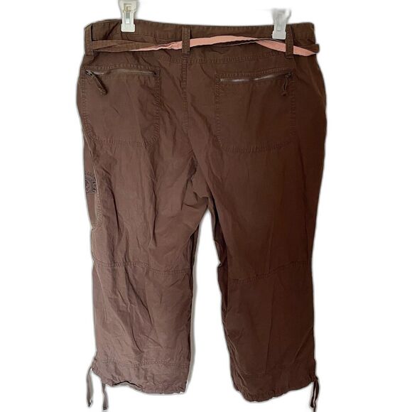 Vtg Y2k Old Navy Brown Low Rise Authentic Cargo Cropped Womens Sz 20 Drawstring - Picture 9 of 9